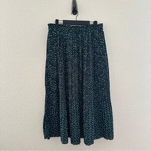 Unbranded Polka Dot Pleated Midi Skirt Women Size XL‎ Green White Elastic Waist